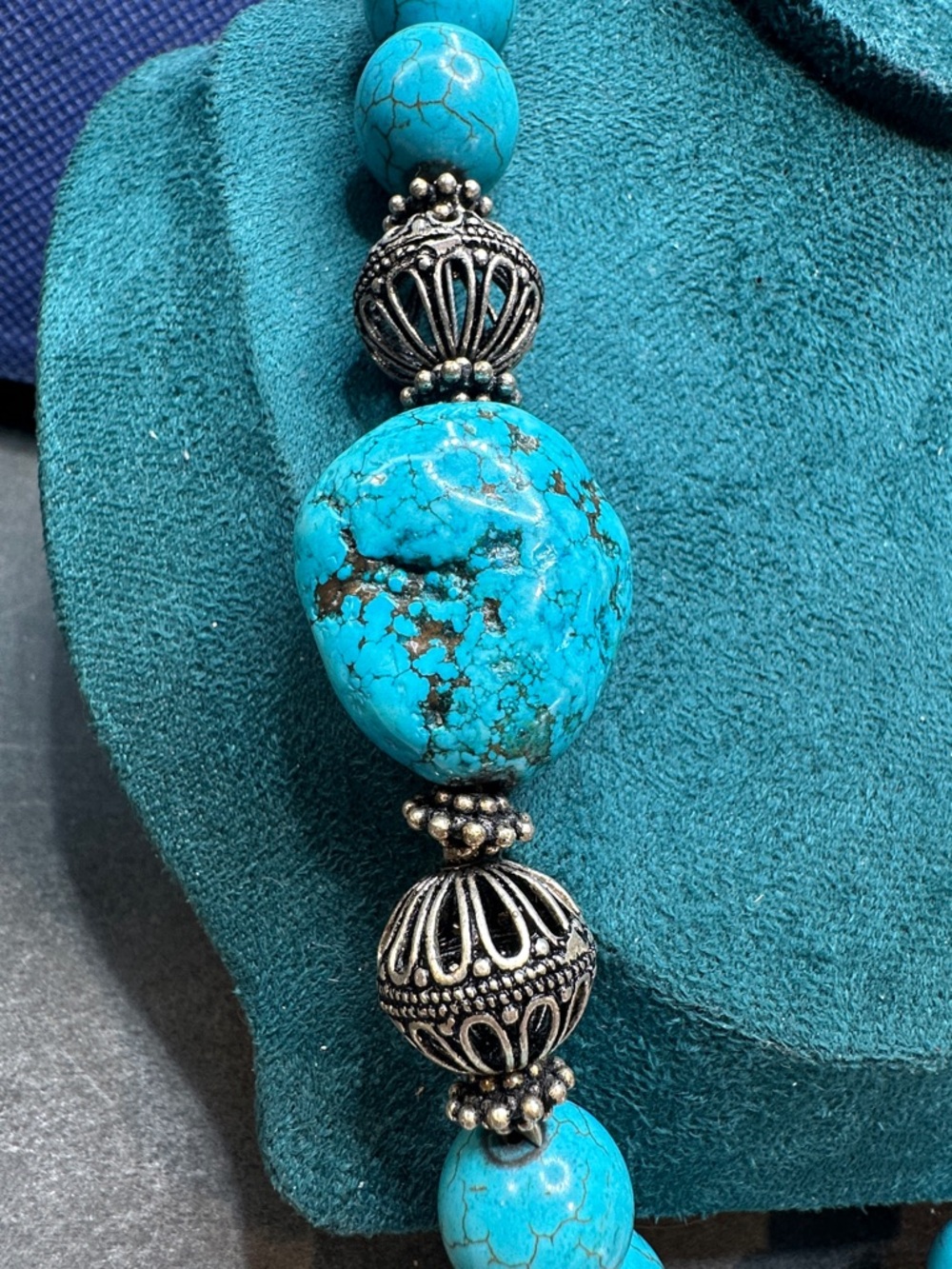 Southwestern Style Blue Gemstone Necklace - Picture 4 of 8